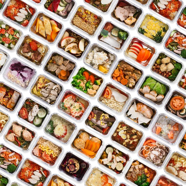 Conjunto de levar caixas de comida no fundo branco — Fotografia de Stock