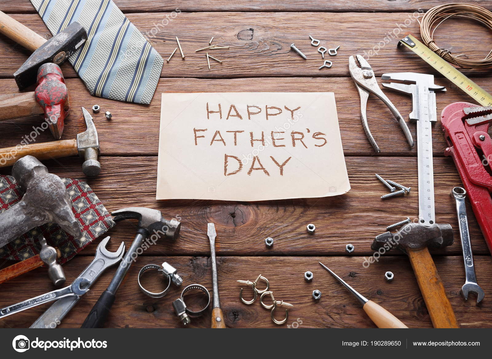 Happy Fathers Day background, card with repair tools Stock Photo by ©Milkos  190289650
