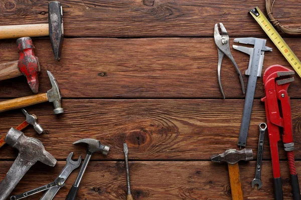 Herstel tools op hout achtergrond met kopie ruimte — Stockfoto