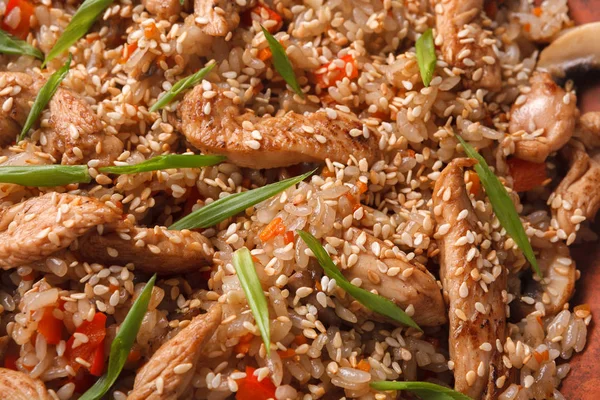 Teriyaki de boeuf au riz et légumes, gros plan — Photo