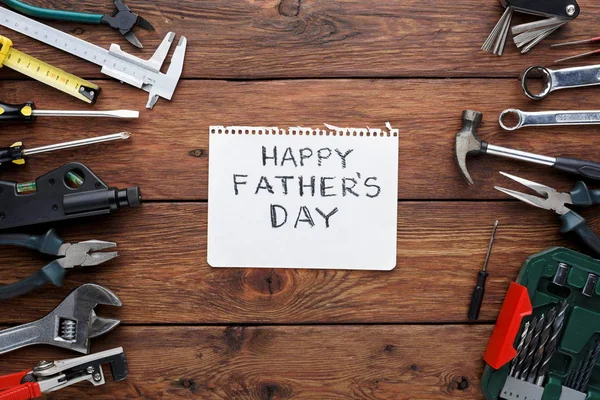 Happy Fathers Day background, card with repair tools