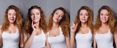 Duygu genç kadın studio geçmiş vasıl ayarla.