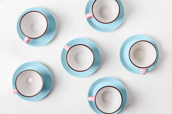 Elegáns porcelán kék és rózsaszín a cups absztrakt háttér — Stock Fotó