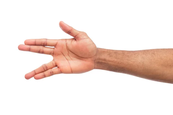 Zwarte man hand gebaren in de vorm van een krokodil — Stockfoto