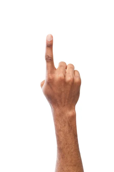 Μαύρο χέρι δείχνει ένας αριθμός απομονωμένες — Φωτογραφία Αρχείου