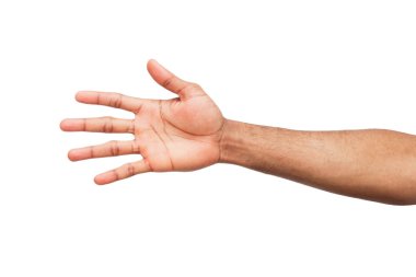 Siyah beyaz arka plan üzerinde izole el alarak