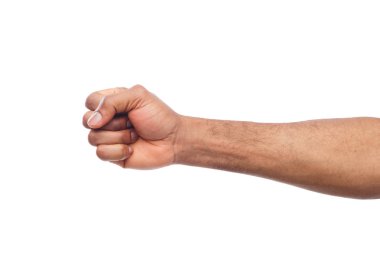 Beyaz arka plan üzerinde izole erkek siyah yumruk