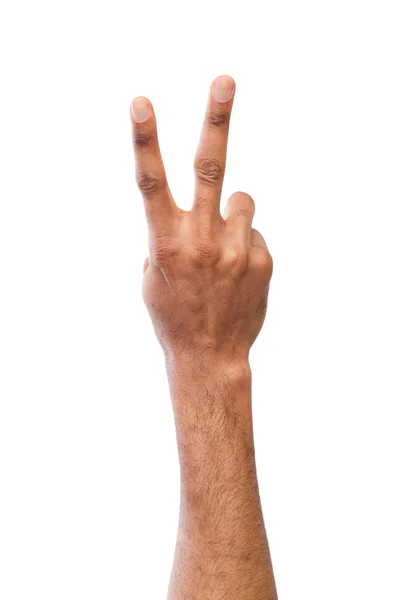 Black hand showing number two isolated — Stock Photo, Image