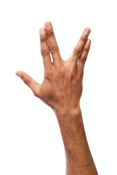 Siyah adam el timsah şeklinde el hareketi — Stok fotoğraf