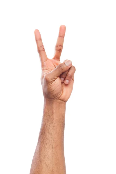 Black hand showing number two isolated — Stock Photo, Image