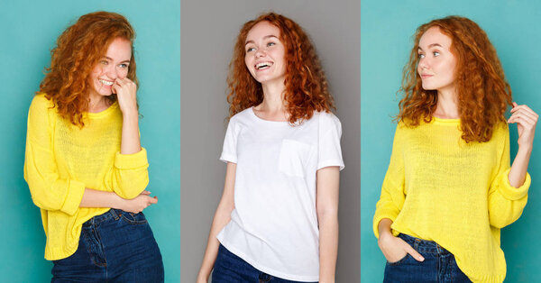 Female different emotions set