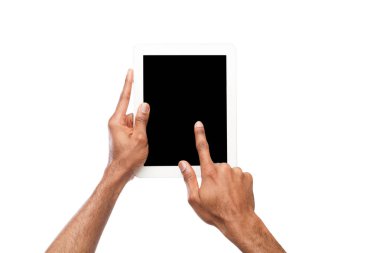 Holding ve tablet boş ekranda işaret