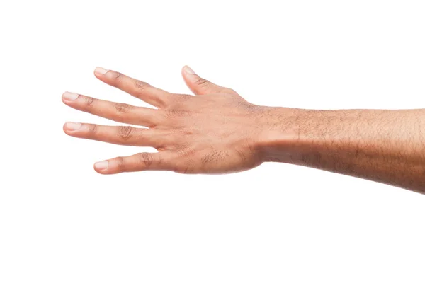 Nemen van de zwarte hand geïsoleerd op witte achtergrond — Stockfoto