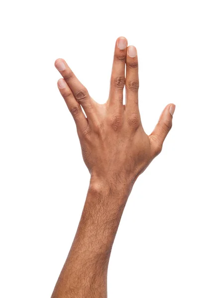 ワニの形で身振りで示すこと黒人男性の手 — ストック写真