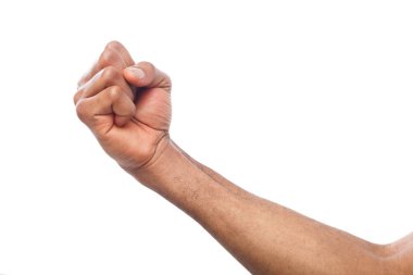 Beyaz arka plan üzerinde izole erkek siyah yumruk