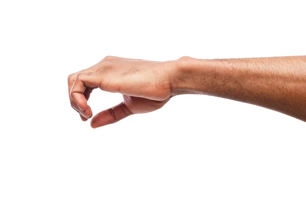 Male hand picking up something, cutout — Stock Photo, Image