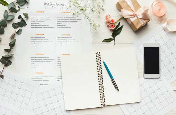 Bridal background with planner checklist — Stock Photo, Image