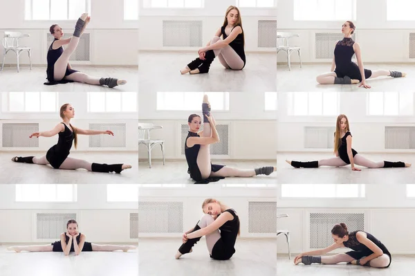 Junge Ballerina trainiert im Fitnessstudio — Stockfoto