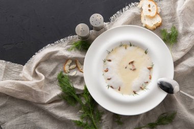 Tatlım mantar ile lezzetli krem çorba yakın çekim