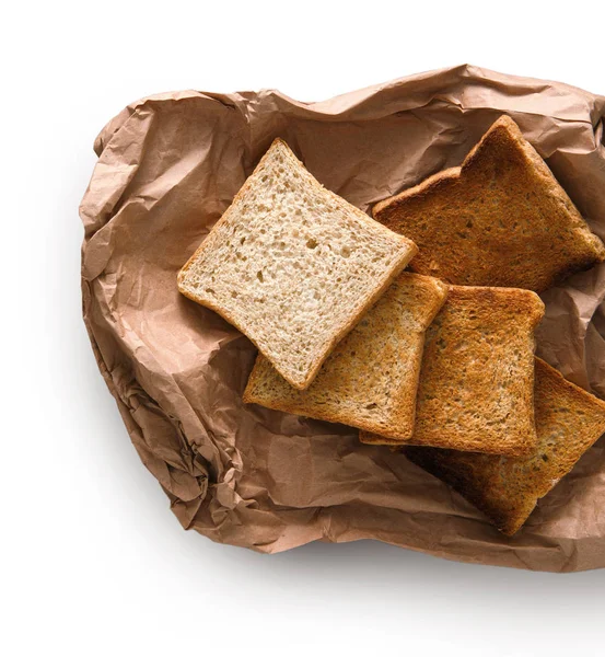 Toastbrotscheiben isoliert auf weißem Hintergrund — Stockfoto