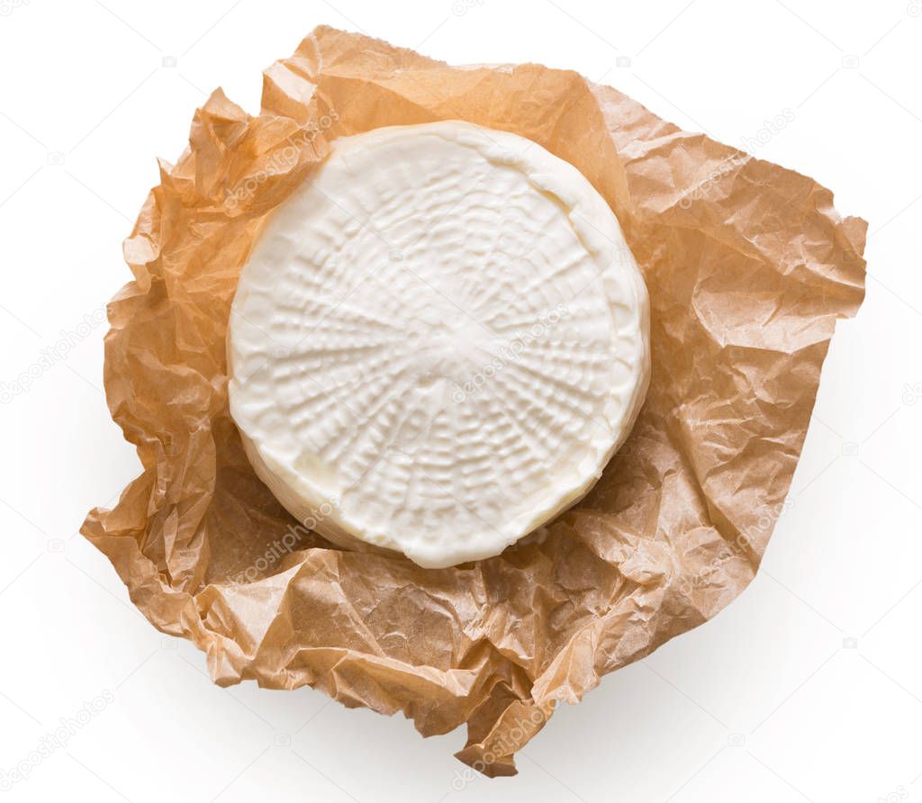 Goat cheese head isolated on white background