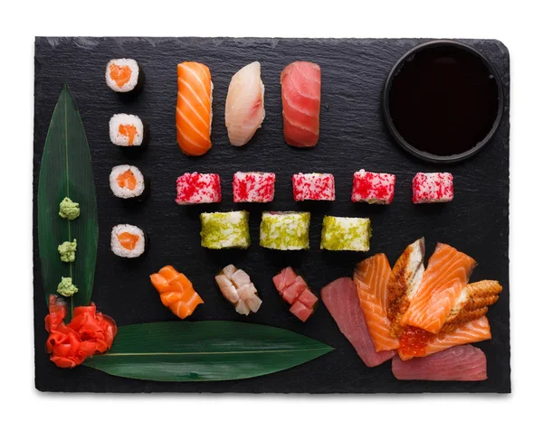 Japán konyha sushi szett elszigetelt fehér — Stock Fotó