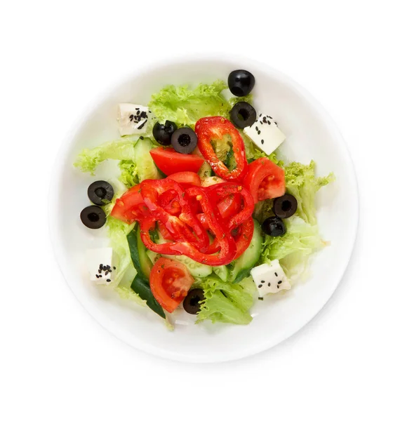 Bol de salade grecque freah isolé sur fond blanc — Photo