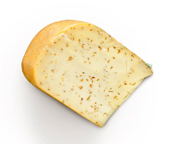 Pieza de queso Gouda aislada en blanco —  Fotos de Stock