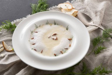 Tatlım mantar ile lezzetli krem çorba yakın çekim