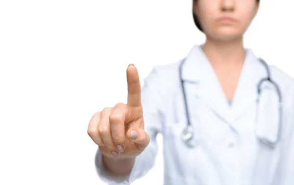 Γυναίκες γιατροί χέρι αγγίζοντας κενή εικονική οθόνη — Φωτογραφία Αρχείου