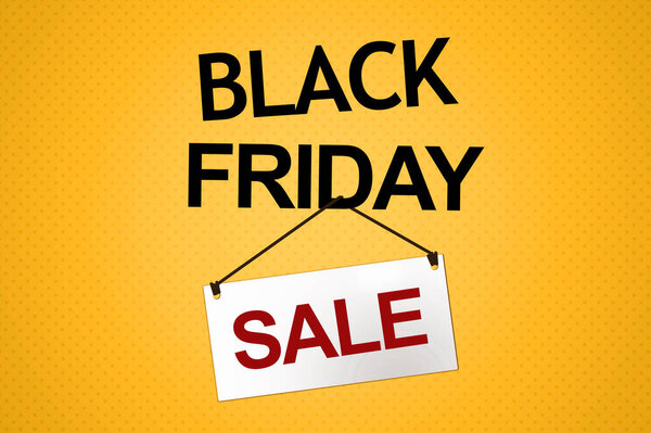 Big text with plate sale on yellow background