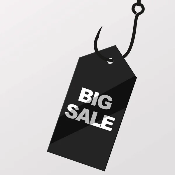 Price tag label with big sale inscription hanging on hook — Stock Photo, Image