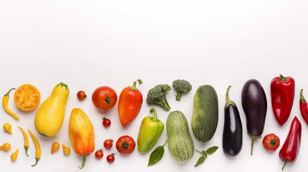 Gesunder Regenbogen aus frischem Gemüse isoliert auf weiß — Stockfoto