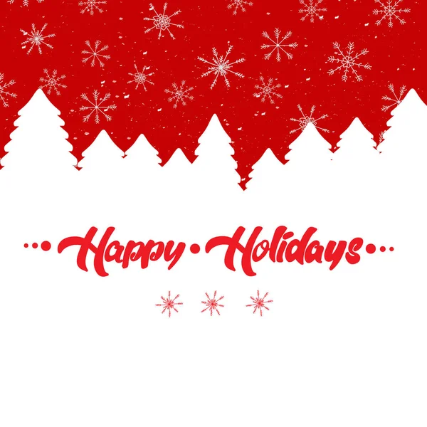 Jul vinter landskap med gratulationstext Happy Holidays — Stockfoto