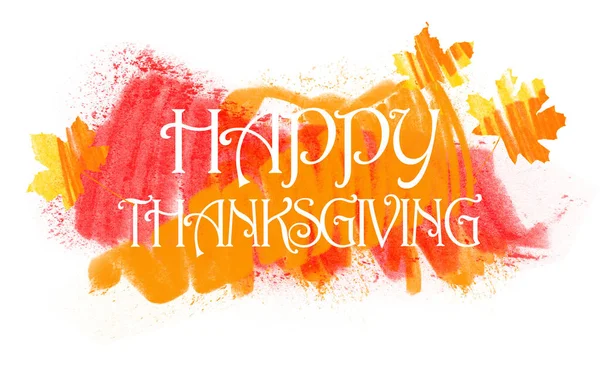 Happy Thanksgiving greeting text on bright autumn background