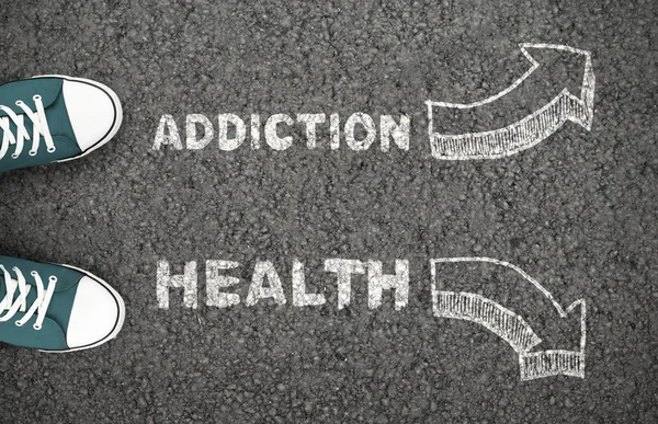 Man is choosing between addiction and health