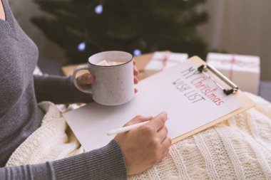 Noel Baba 'nın ev içi dilek listesini hazırlayan kadın.