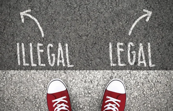 Legal or illegal decision at a crossroad