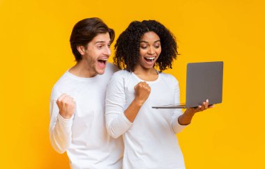 Mutlu ırklar arası çift laptopla kazanıyor.