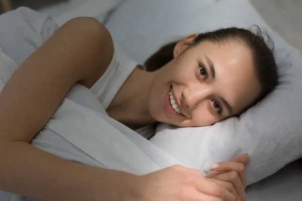 Millennial woman waking up early in the morning — Stock Photo, Image