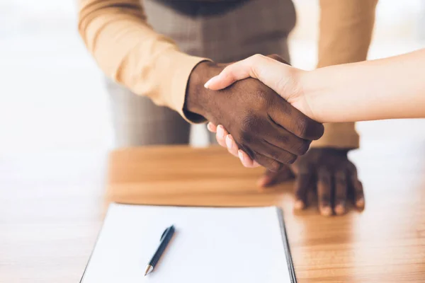 Successful business people shaking hands closing deal — Stock Photo, Image