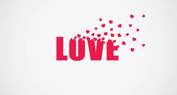 Word Love szétesik a kis szívek szürke háttér, Panoráma — Stock Fotó