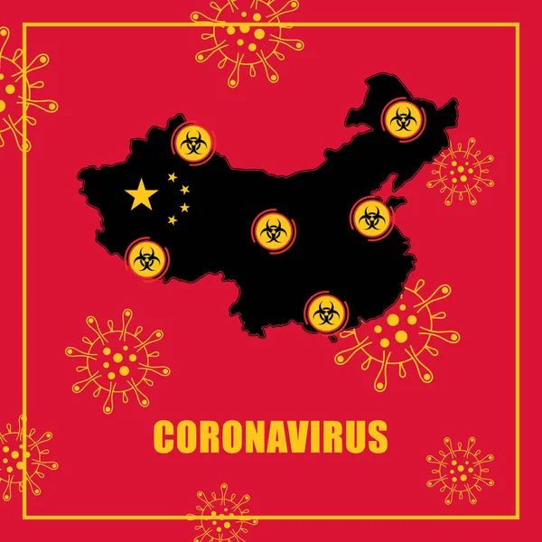 Cina memetakan siluet dengan infeksi coronavirus di atasnya — Stok Foto