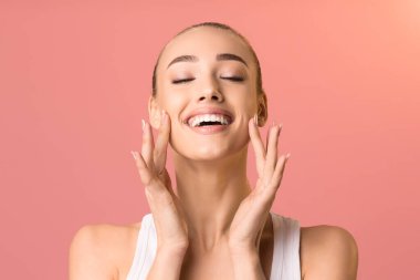 Gorgeous Lady Touching Perfect Face Posing In Studio