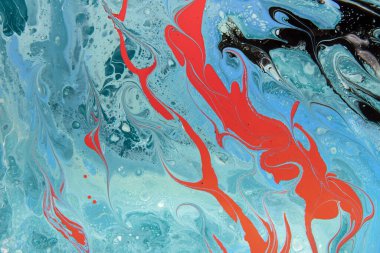 Abstract artwork in blue, black and red colors for decor invitation