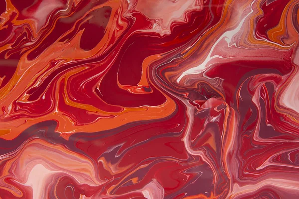 Modello di marmo liquido rosso, colori vivaci, inchiostro creativo — Foto Stock