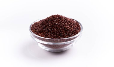 Organic protein sources. Red quinoa In plate