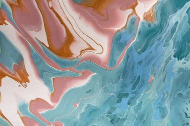 Aquamarine colour. Abstract artwork in blue, pink and brown