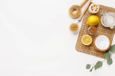 Homemade natural cleaners safe for environment on white