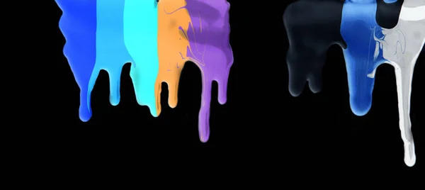 Colorful paint dripping on black background. Abstract painting — Stok fotoğraf